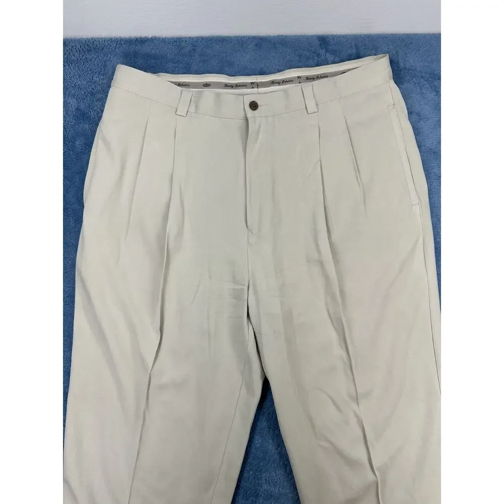 Tommy Bahama Mens 38x30 Tan 100% Silk Beige Dress Pants